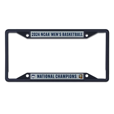 WinCraft UConn Huskies 2024 NCAA Championnats nationaux de basket-ball masculin Cadre de plaque d'immatriculation couleur découpé au laser en métal