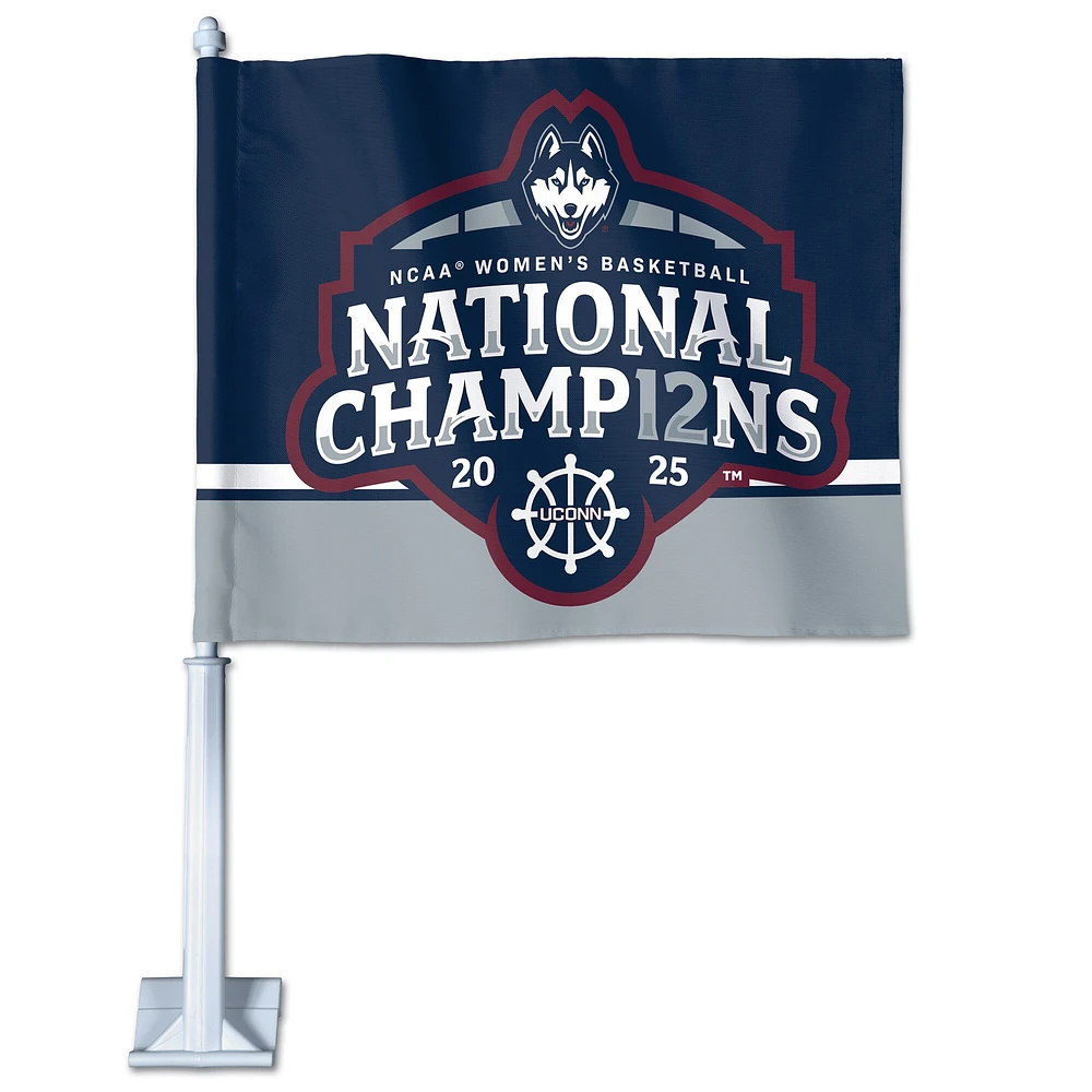 Drapeau de voiture recto verso WinCraft UConn Huskies, championnes nationales de basketball féminin NCAA 2025, 11,75" x 14"