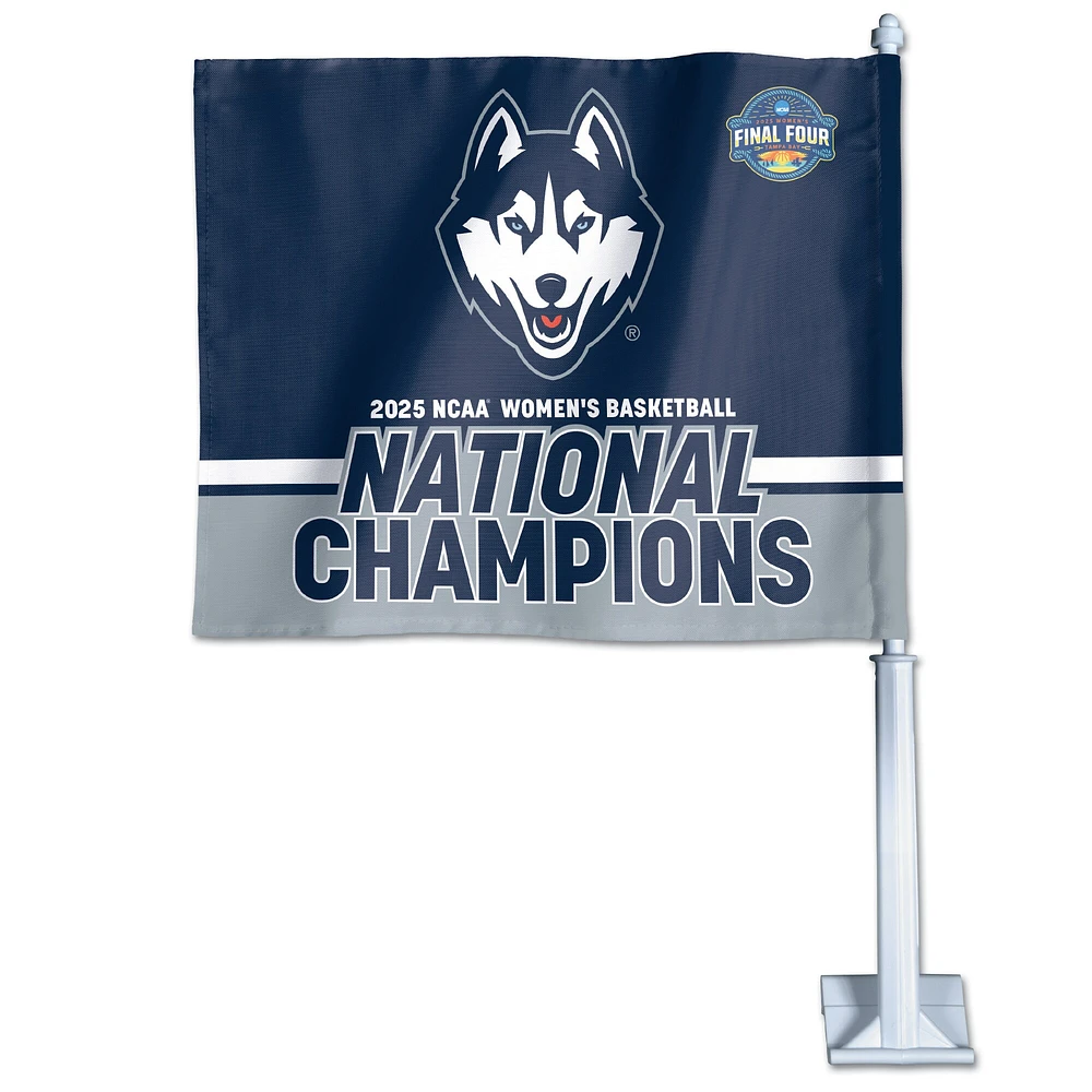 Drapeau de voiture recto verso WinCraft UConn Huskies, championnes nationales de basketball féminin NCAA 2025, 11,75" x 14"
