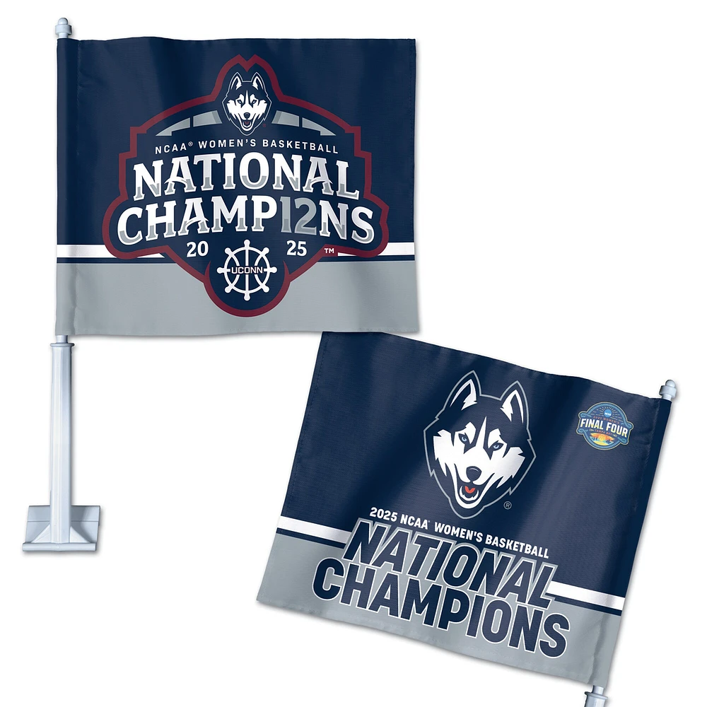 Drapeau de voiture recto verso WinCraft UConn Huskies, championnes nationales de basketball féminin NCAA 2025, 11,75" x 14"