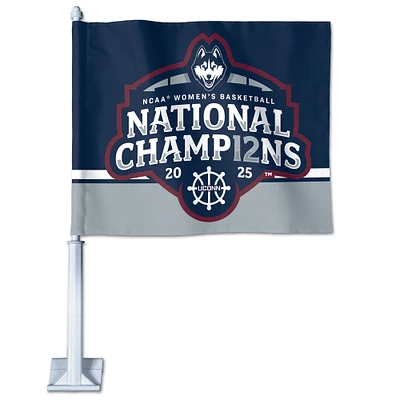 Drapeau de voiture recto verso WinCraft UConn Huskies, championnes nationales de basketball féminin NCAA 2025, 11,75" x 14"