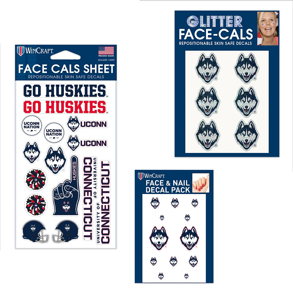 Ensemble de tatouages ​​sans eau WinCraft UConn Huskies 4" x 7"