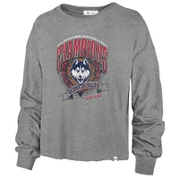 Women's '47  Gray UConn Huskies 2024 NCAA Men's Basketball National Champions Retro Midi Crop Long Sleeve T-Shirt