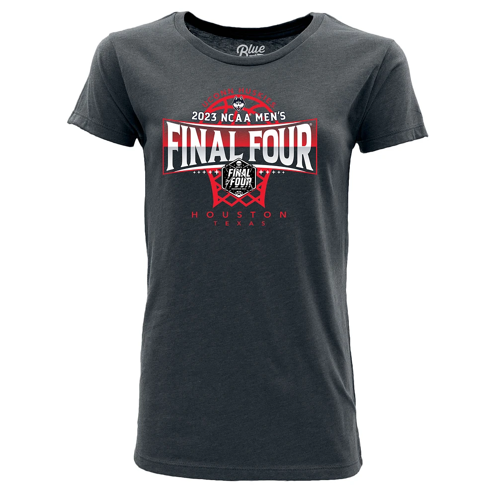 T-shirt pour femme bleu marine 84 UConn Huskies 2023 NCAA Tournoi de basketball masculin March Madness Final Four