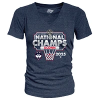 Women's Blue 84  Navy UConn Huskies 2025 NCAA Basketball National Champions Bracket Tri-Blend V-Neck T-Shirt
