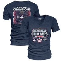 Women's Blue 84  Navy UConn Huskies 2025 NCAA Basketball National Champions Bracket Tri-Blend V-Neck T-Shirt