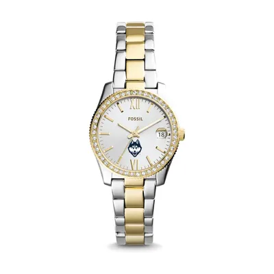 UConn Huskies Fossil Women's Scarlette Mini Two-Tone Stainless Steel Watch