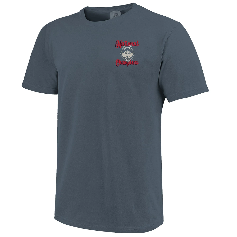 T-shirt bleu marine pour femme UConn Huskies, championne nationale de basketball féminin NCAA 2025, couleurs confort