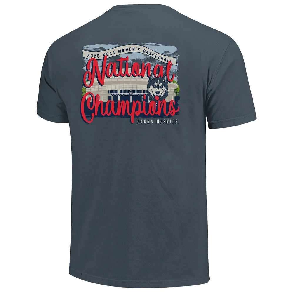 T-shirt bleu marine pour femme UConn Huskies, championne nationale de basketball féminin NCAA 2025, couleurs confort