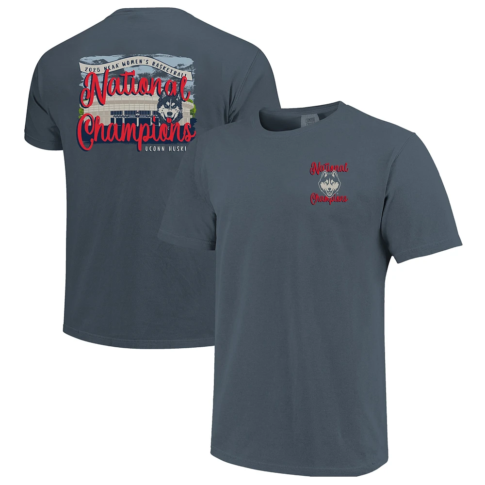 T-shirt bleu marine pour femme UConn Huskies, championne nationale de basketball féminin NCAA 2025, couleurs confort