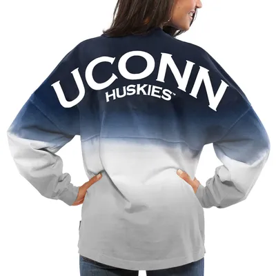 UConn Huskies Women's Ombre Long Sleeve Dip-Dyed Spirit Jersey - Navy