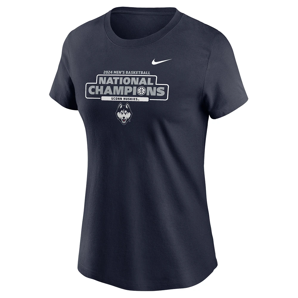 Women's Nike  Navy UConn Huskies 2024 NCAA Men's Basketball National Champions T-Shirt