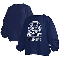 Sweat-shirt en polaire surdimensionné Janice pour femme, bleu marine, championnes nationales de basketball féminin la NCAA 2025 des Huskies l'UConn