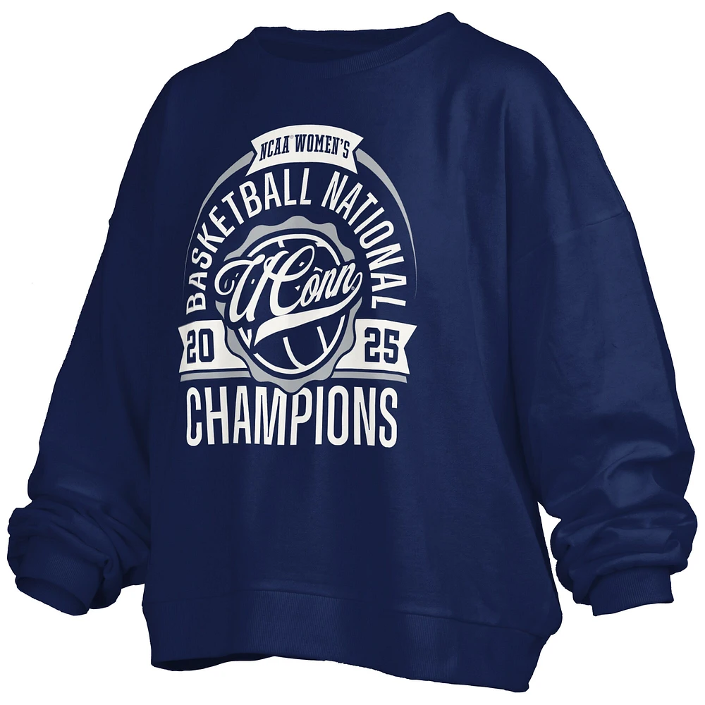 Sweat-shirt en polaire surdimensionné Janice pour femme, bleu marine, championnes nationales de basketball féminin la NCAA 2025 des Huskies l'UConn