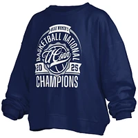 Sweat-shirt en polaire surdimensionné Janice pour femme, bleu marine, championnes nationales de basketball féminin la NCAA 2025 des Huskies l'UConn