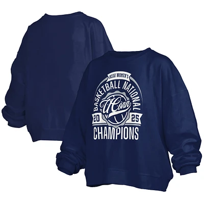 Sweat-shirt en polaire surdimensionné Janice pour femme, bleu marine, championnes nationales de basketball féminin la NCAA 2025 des Huskies l'UConn