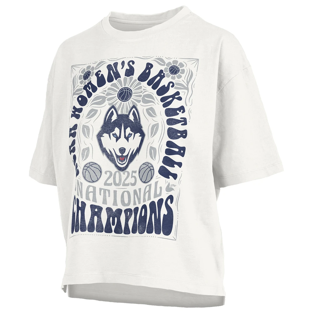 Women's Pressbox White UConn Huskies 2025 NCAA Basketball National Champions Harmony Oversized Slub T-shirt
