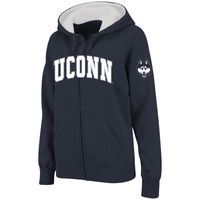 Women's Stadium Athletic Navy UConn Huskies Arched Name Full-Zip Hoodie