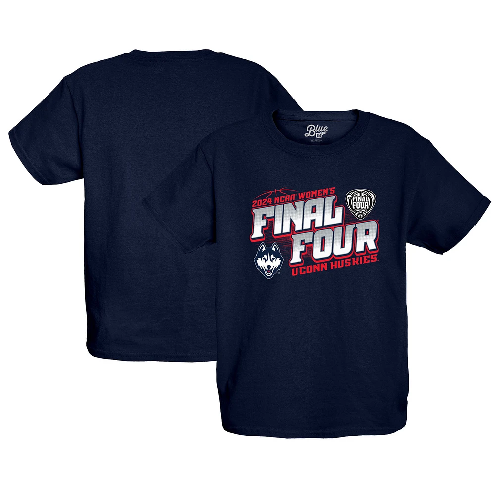 T-shirt pour jeunes bleu marine 84 UConn Huskies 2024 du tournoi de basket-ball féminin la NCAA March Madness Final Four