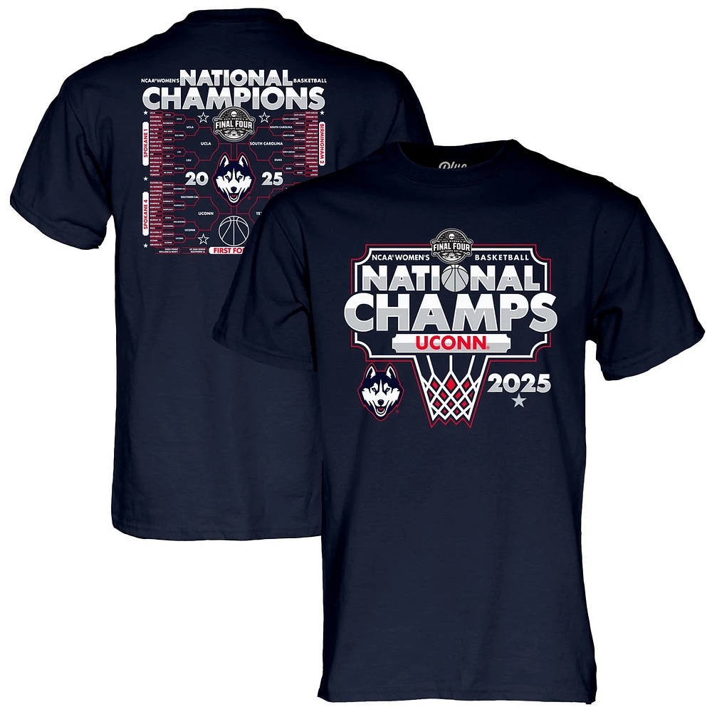 Youth Blue 84  Navy UConn Huskies 2025 NCAA Women's Basketball National Champions Bracket T-Shirt