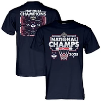 Youth Blue 84  Navy UConn Huskies 2025 NCAA Women's Basketball National Champions Bracket T-Shirt