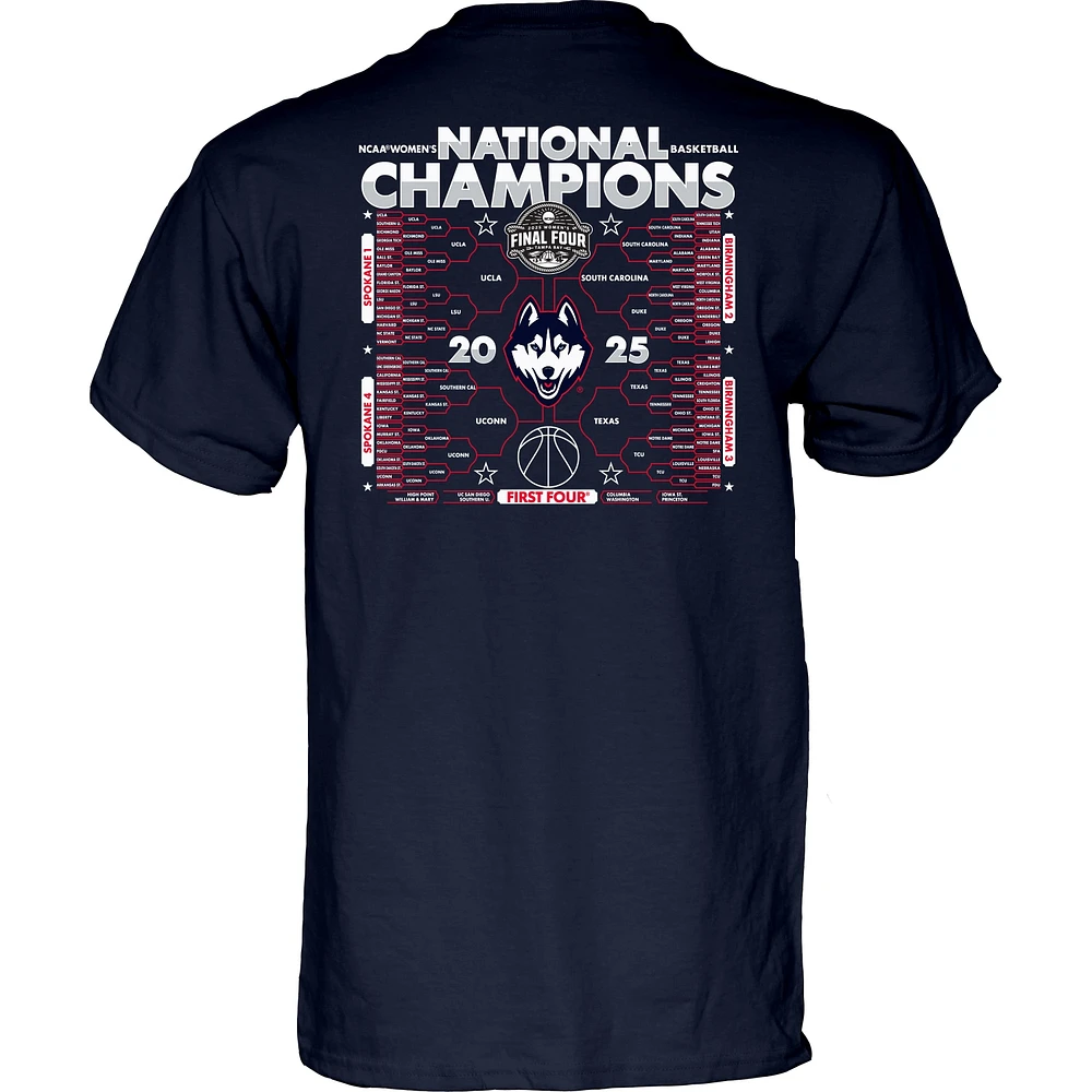 Youth Blue 84  Navy UConn Huskies 2025 NCAA Women's Basketball National Champions Bracket T-Shirt