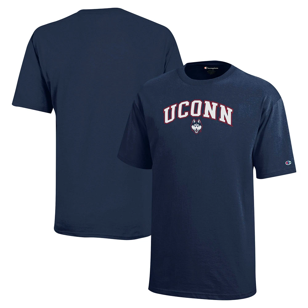 T-shirt bleu marine UConn Huskies Arch Over Logo pour jeunes