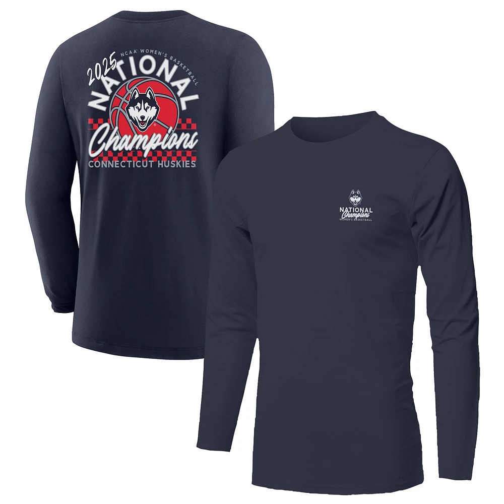Youth Navy UConn Huskies 2025 NCAA Women's Basketball National Champions Fine Jersey Long Sleeve T-Shirt