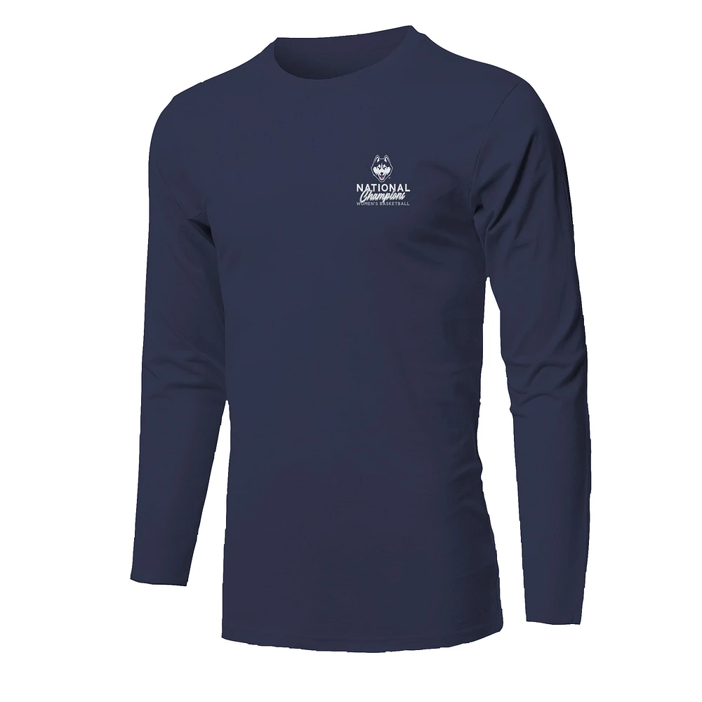 Youth Navy UConn Huskies 2025 NCAA Women's Basketball National Champions Fine Jersey Long Sleeve T-Shirt