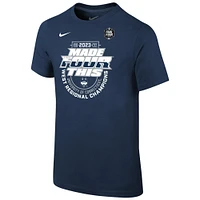 T-shirt Nike Navy UConn Huskies 2023 NCAA Men's Basketball Tournament March Madness Final Four Regional Champions Locker Room pour jeunes