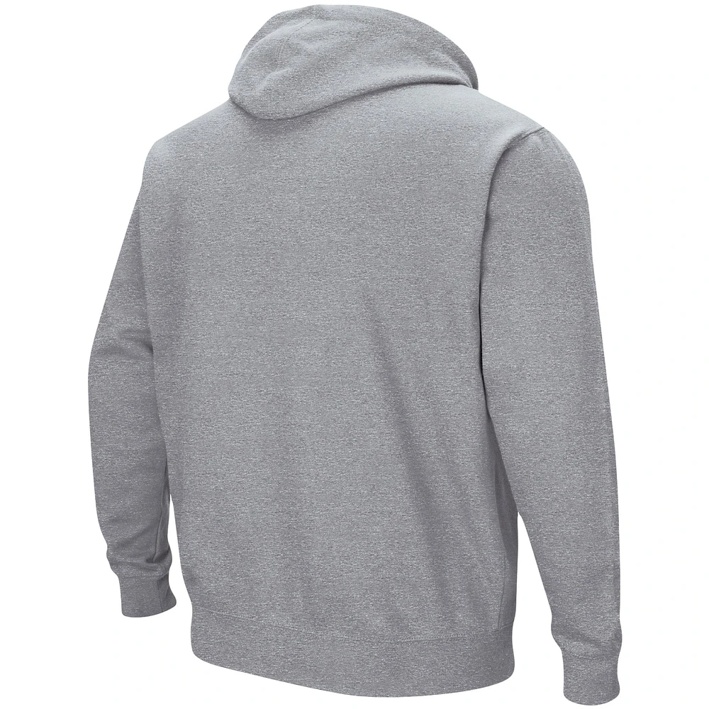 Men's Colosseum Heathered Gray UMass Minutemen Arch and Logo Pullover Hoodie