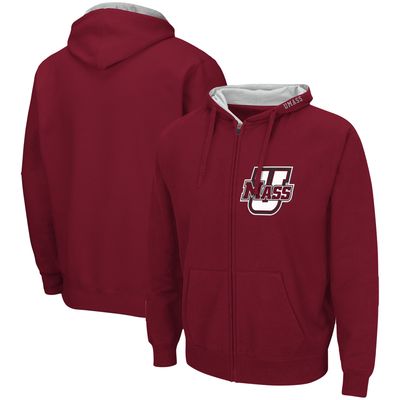 Men's Colosseum Maroon UMass Minutemen Arch & Logo 3.0 Full-Zip Hoodie