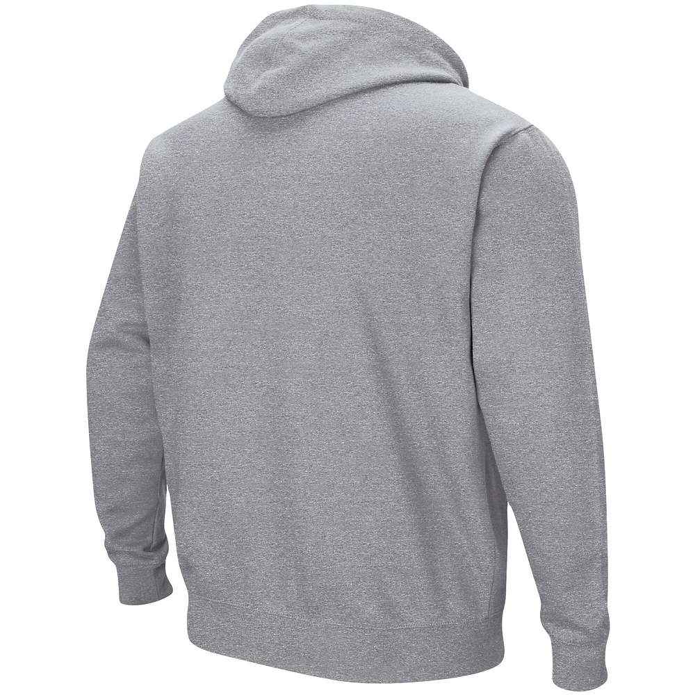 Colosseum Heathered Grey UNC Wilmington Seahawks Arch and Logo Pullover Hoodie pour homme