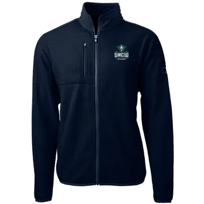 UNC Wilmington Seahawks Cutter & Buck Team Logo Cascade Eco Sherpa Fleece Full-Zip Jacket - Navy
