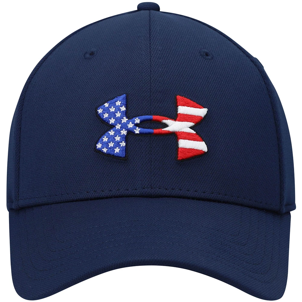 Casquette flexible avec logo Under Armour Freedom Blitzing pour hommes, bleu marine