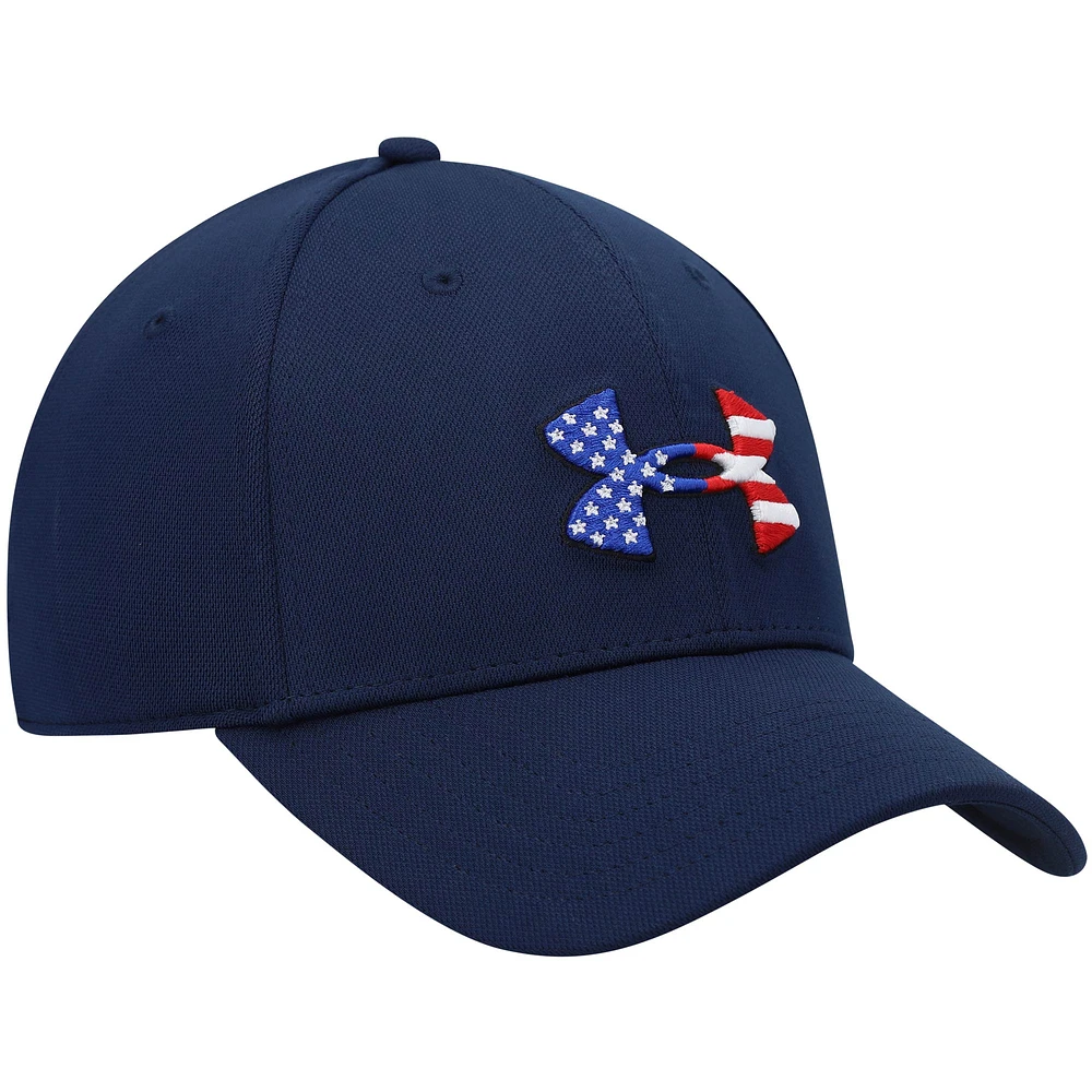 Casquette flexible avec logo Under Armour Freedom Blitzing pour hommes, bleu marine