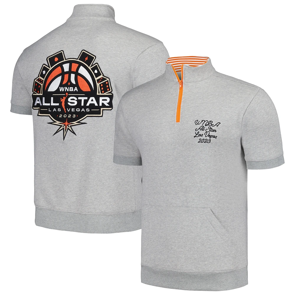 Unisex Heather Gray 2023 WNBA All-Star Game Fashion Half-Zip Short Sleeve Pullover Top