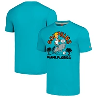 Unisex NFL x Homage Beavis and Butt-Head Teal Miami Dolphins Tri-Blend T-Shirt