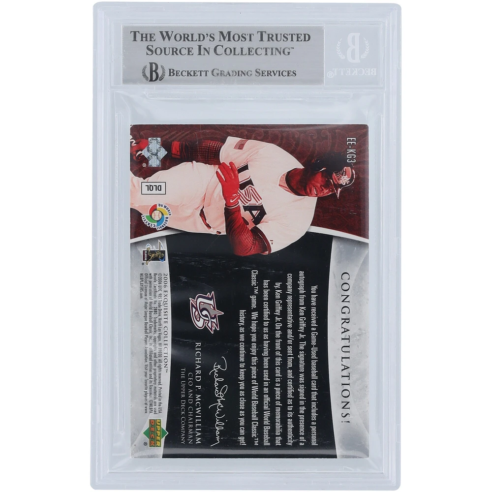 Ken Griffey Jr. USA Baseball Autographié 2006 Upper Deck Exquisite Collection Quad-Color Relic #EE-KG3 #17/25 BGS Authentifié 7 Cartes - 8.5,6.5,8,8 Sous-grades