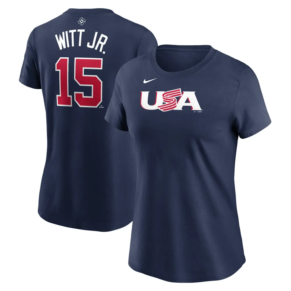 Women's Nike Bobby Witt Jr. Navy USA Baseball 2023 World Classic Name & Number T-Shirt