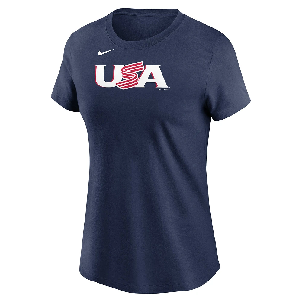 Women's Nike Clayton Kershaw Navy USA Baseball 2023 World Classic Name & Number T-Shirt