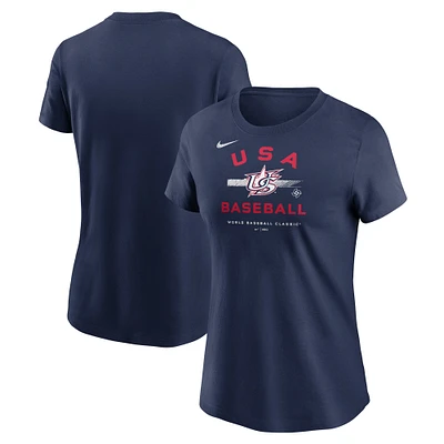 T-shirt Nike USA Baseball 2023 World Classic Country pour femme, bleu marine