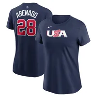 Women's Nike Nolan Arenado Navy USA Baseball 2023 World Classic Name & Number T-Shirt