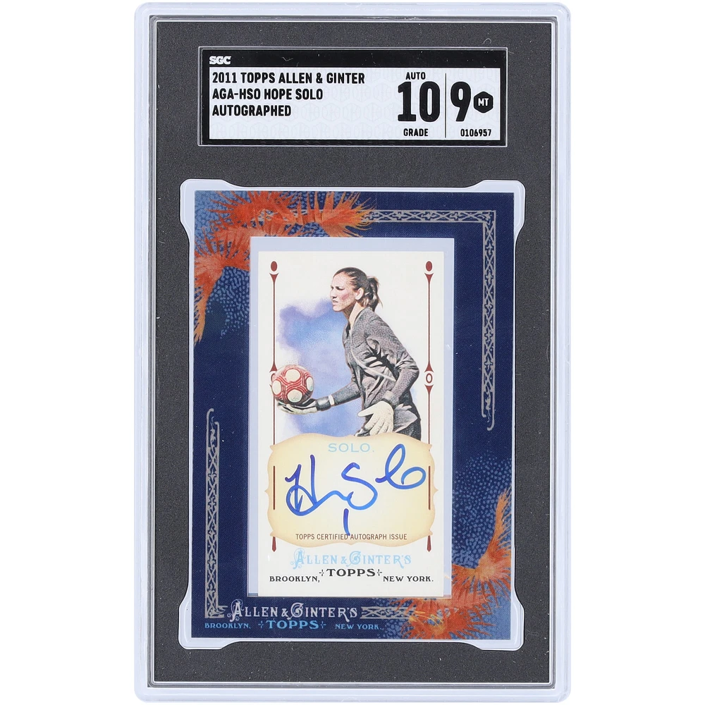 Carte encadrée autographiée Hope Solo 2011 Topps Allen & Ginter Mini #AGA-HSO SGC authentifiée 9/10