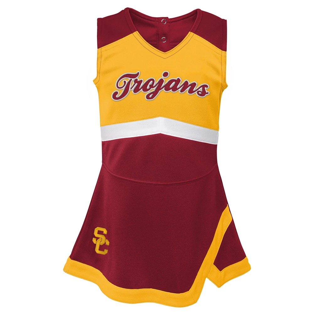 Filles Toddler Cardinal/Gold USC Trojans Deux pièces Cheer Captain Jumper Dress & Bloomer Set