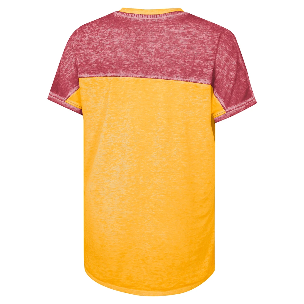 T-shirt à col en V Dolman blocs de couleurs pour jeunes filles Cardinal USC Trojans Up for Anything