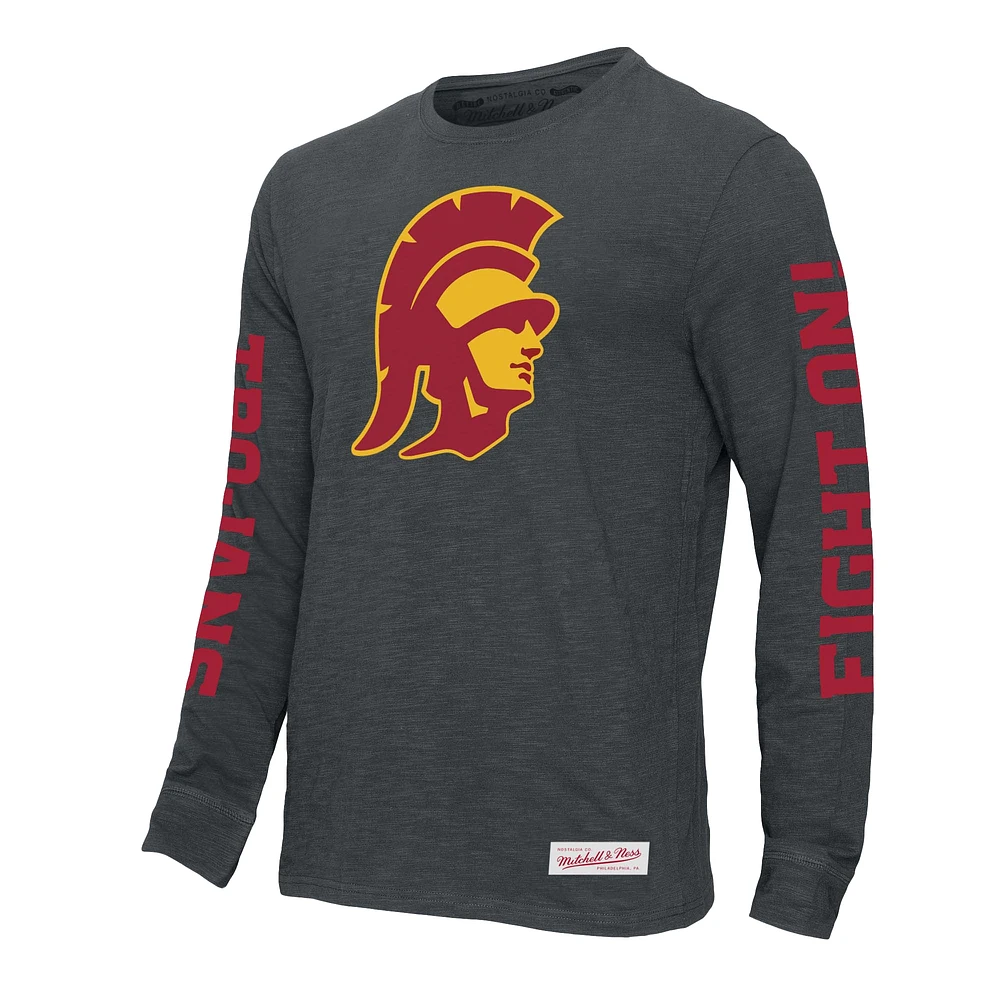 Men's Mitchell & Ness  Charcoal USC Trojans Team Pride Long Sleeve T-Shirt