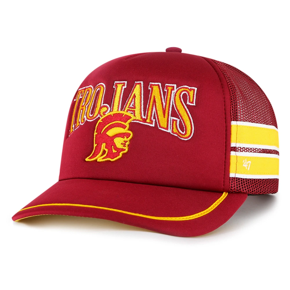 Casquette réglable de camionneur à bande latérale '47 Cardinal USC Trojans pour hommes