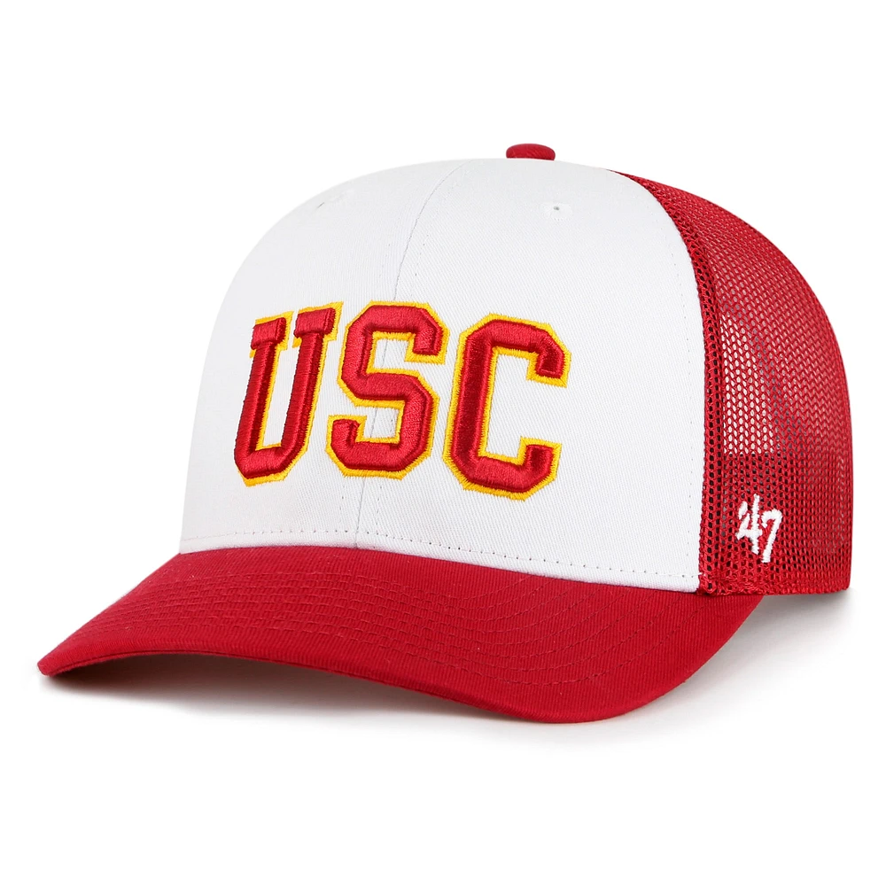 Casquette réglable '47 White/Cardinal USC Trojans Freshman Trucker pour hommes