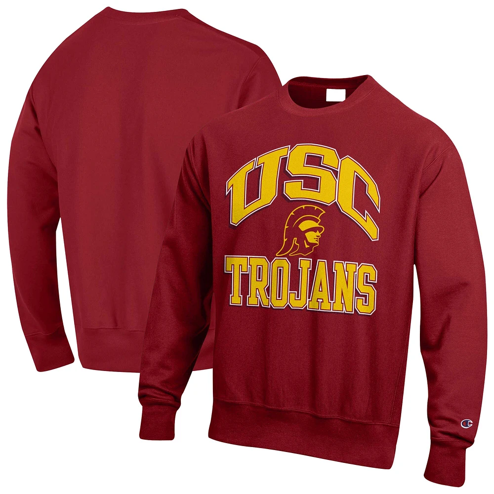 Men's Champion Cardinal USC Trojans Vault Late Night Reverse Weave Pullover Sweatshirt